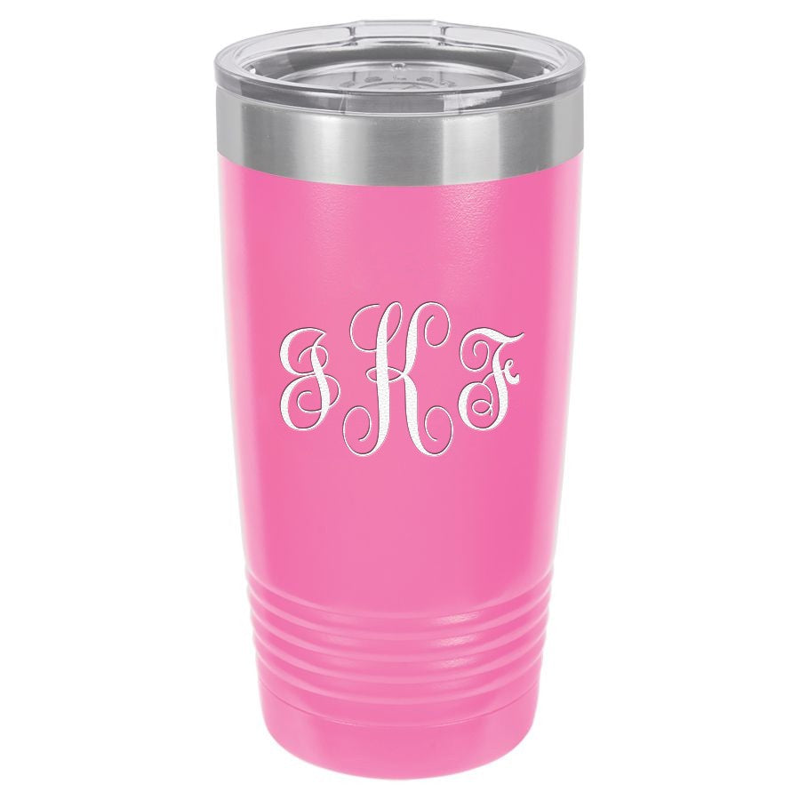 Script Monogram 20 Ounce Pink Polar Camel Travel Mug