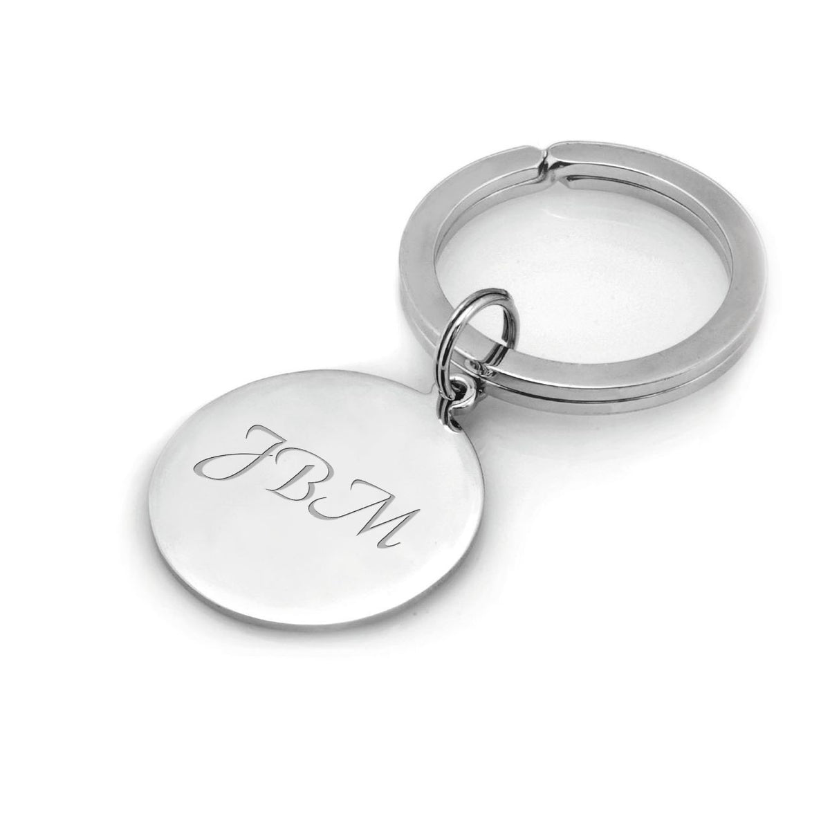 Tag Collection Sterling Silver Personalized Round Key Ring