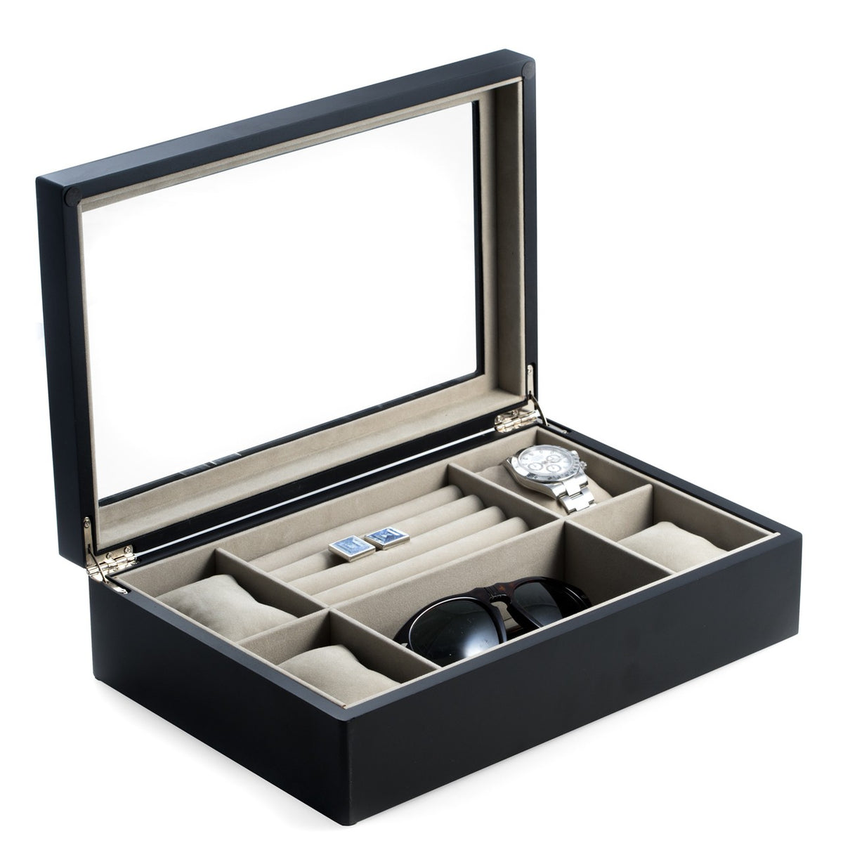 Black Wood Valet & Watch Box