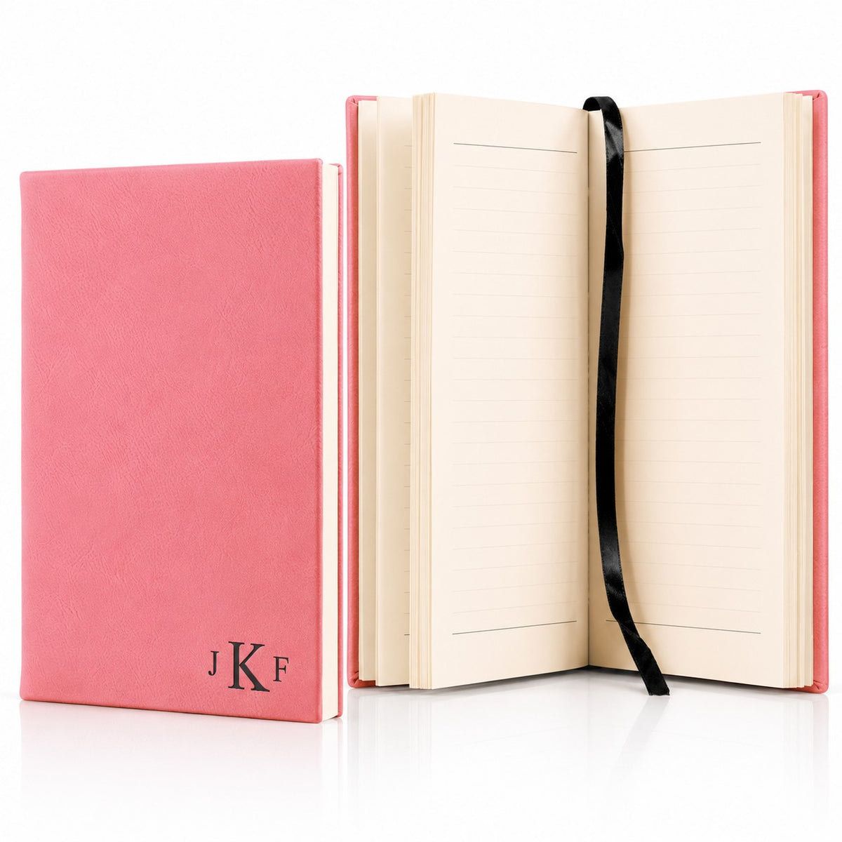 Pink Journal with Black Satin Bookmark with Roman Monogram