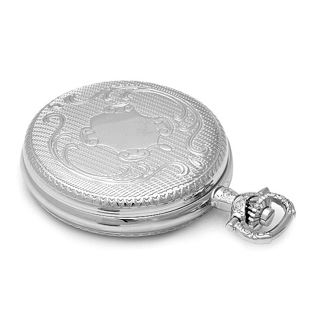 Silver Quartz Charles Hubert Pocket Watch & Chain # 3818 - Executive Gift Shoppe