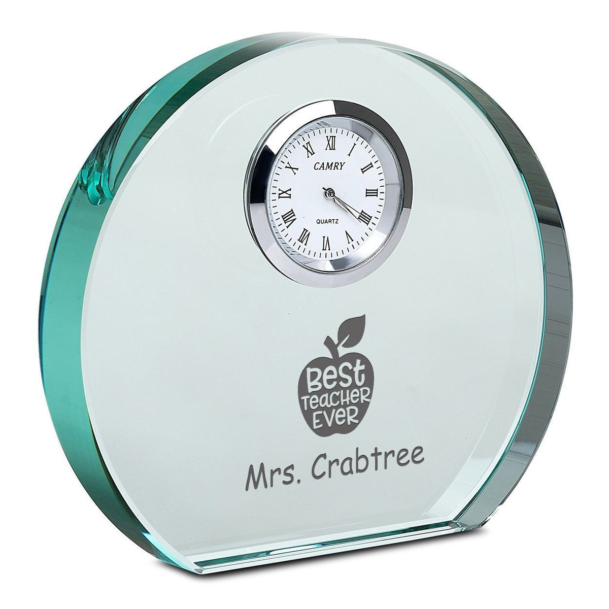 Best Teacher Ever Personalized Round Crystal Desk Clock