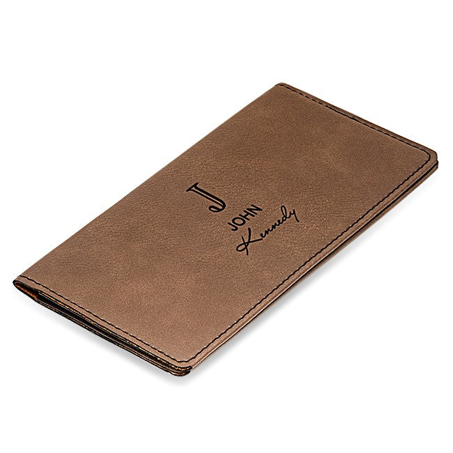 Full Name Monogram Dark Brown Checkbook Cover