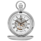 Silver Charles Hubert Mechanical Pocket Watch & Chain #3527-W - Executive Gift Shoppe
