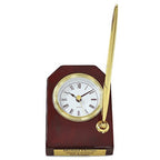 Piano Finish Personalized Desk Clock & Pen Set