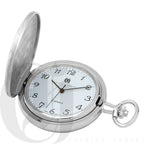 Basketweave Silver Mechanical Charles Hubert Pocket Watch & Chain #3841-W - Executive Gift Shoppe