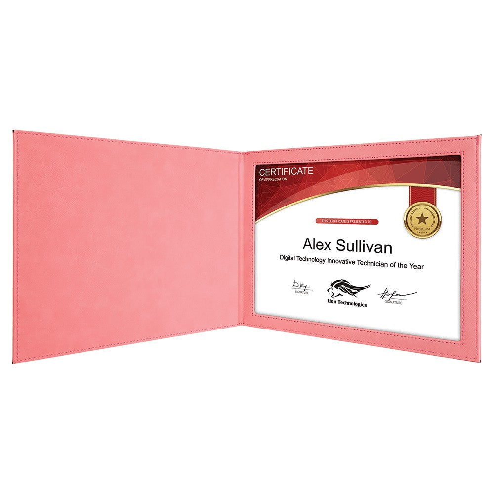 Personalized Pink Certificate Holder