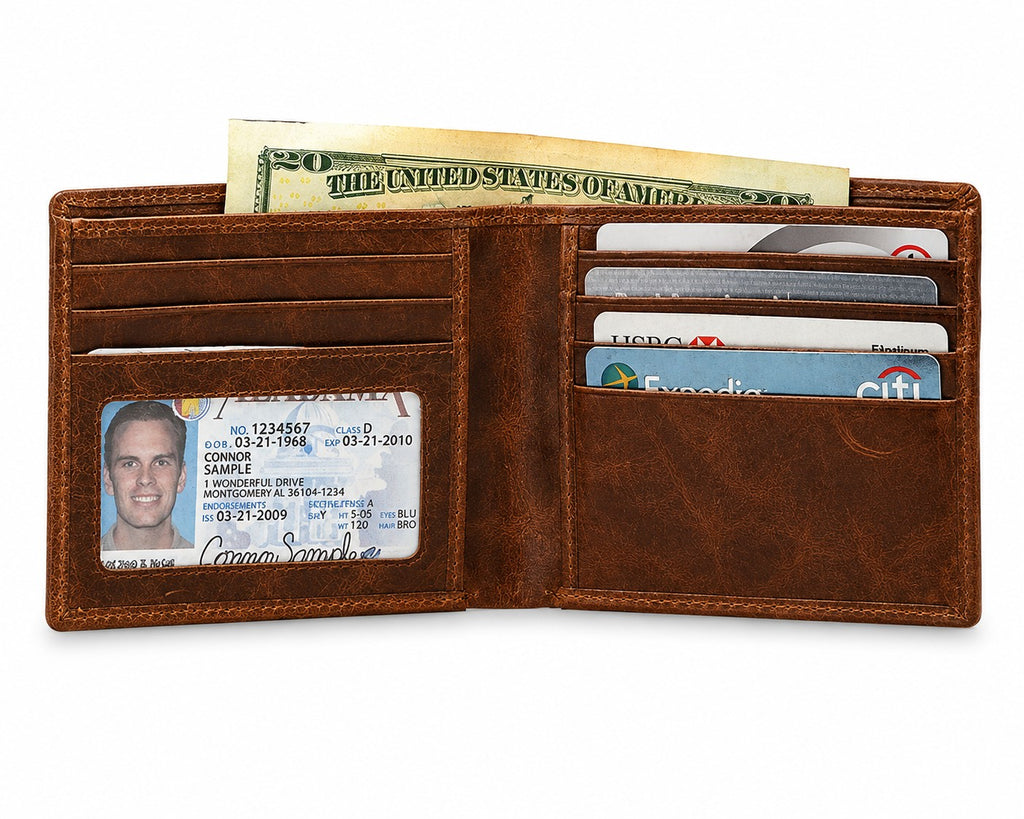 Executive Collection RFID Blocking Slim Bifold Brown Leather Wallet