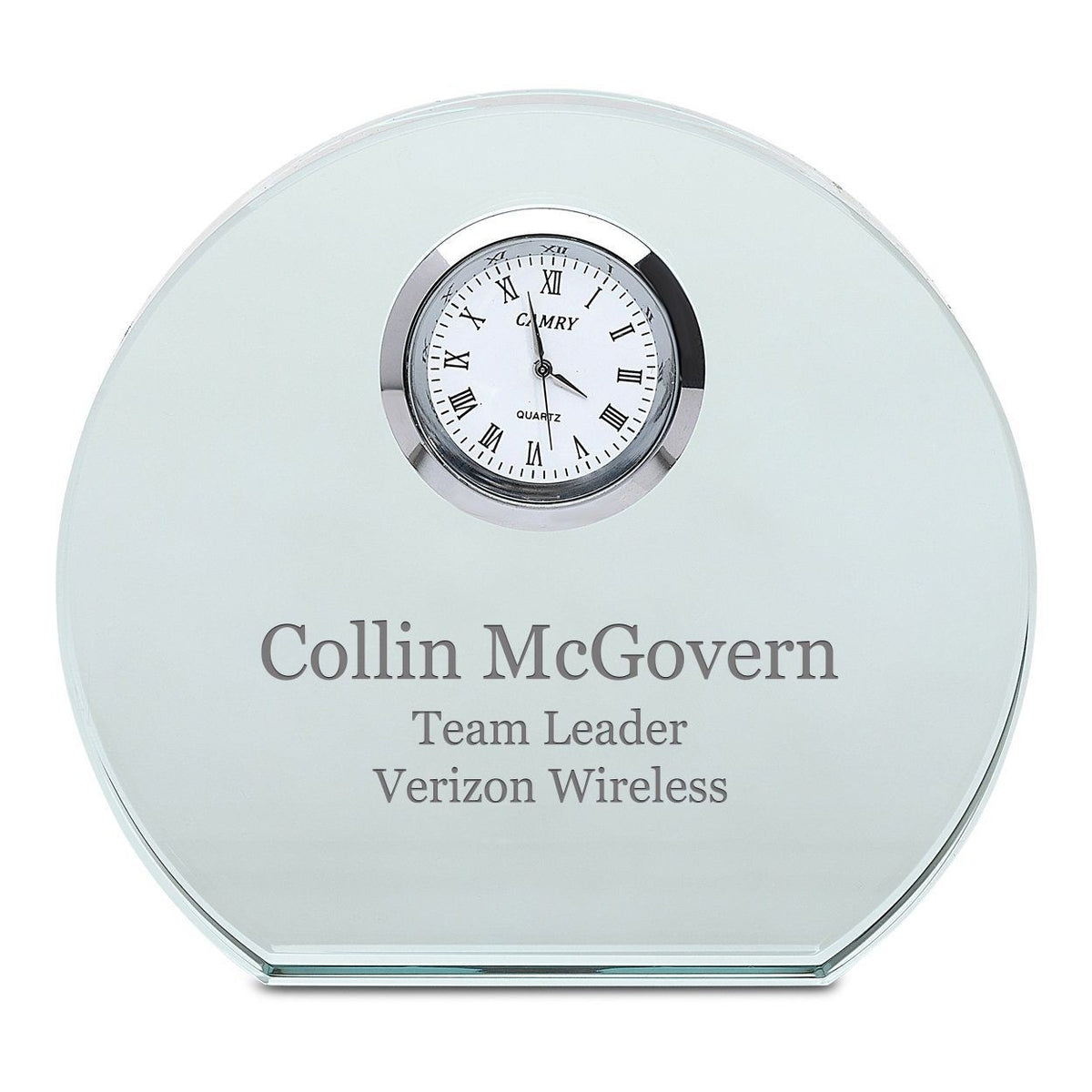 Jade Collection Personalized Round Crystal Desk Clock