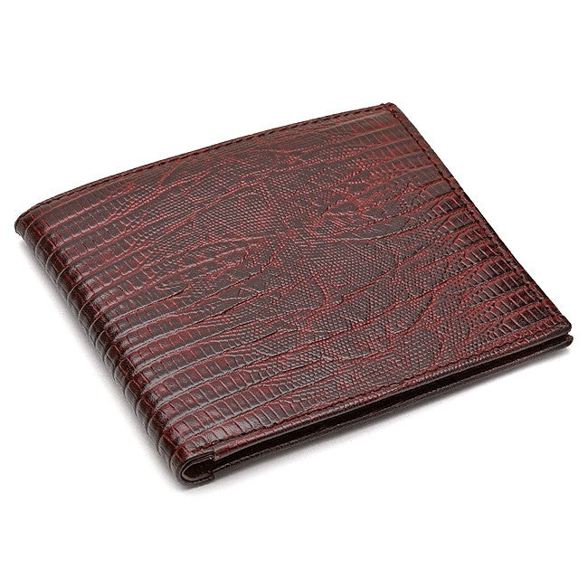Men's Bifold Lizard Print Italian Leather Credit Card Wallet
