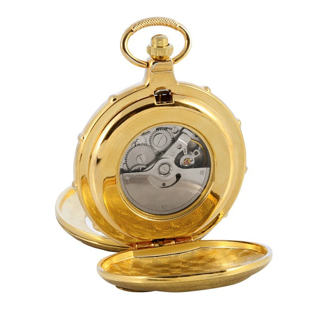 Walking Liberty Half Dollar Goldtone Pocket Watch & Chain - Executive Gift Shoppe