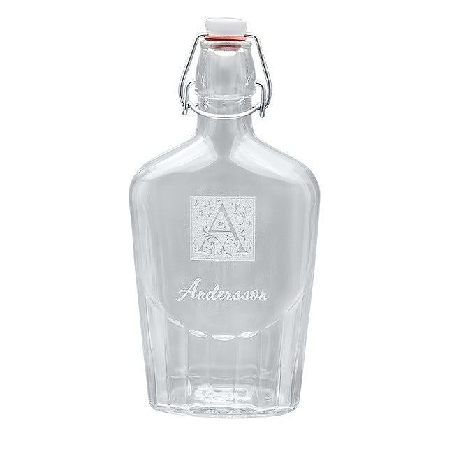 Monogram 17 Oz Vintage Glass Flask - Executive Gift Shoppe