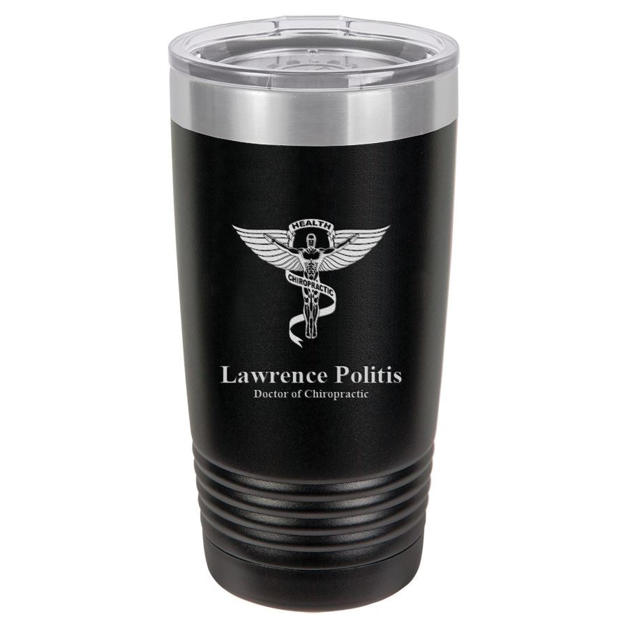 Chiropractor Emblem 20 Ounce Black Polar Camel Travel Mug