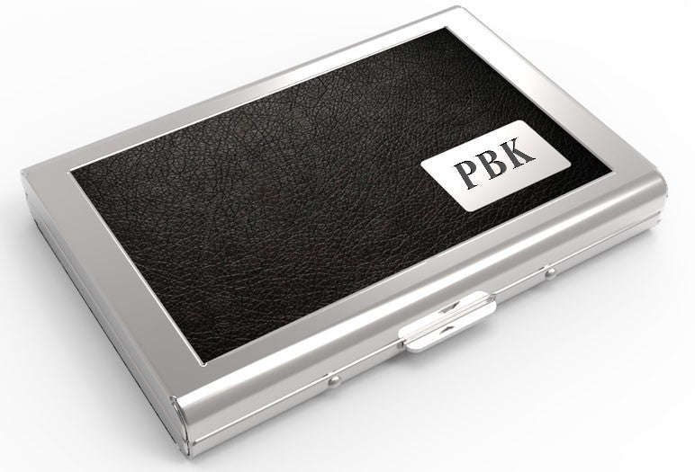 Black Leather Engraved Business Card Case - Executive Gift Shoppe
