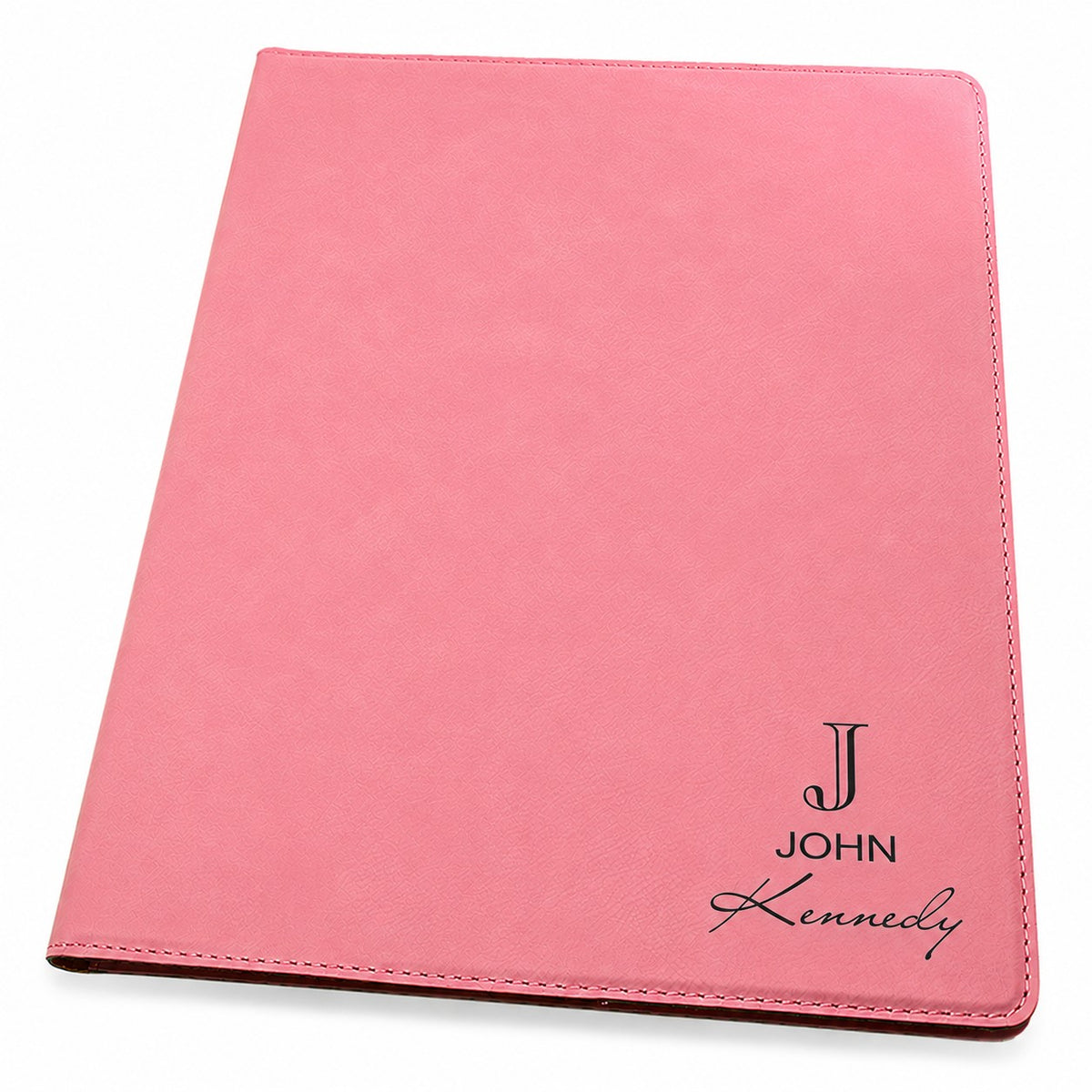 Full Name Monogram Pink Leatherette Portfolio