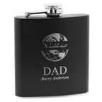 World's Best Dad Black Flask Set with Wooden Box