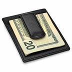 Executive Collection RFID Blocking Black Leather Card Holder with Money Clip
