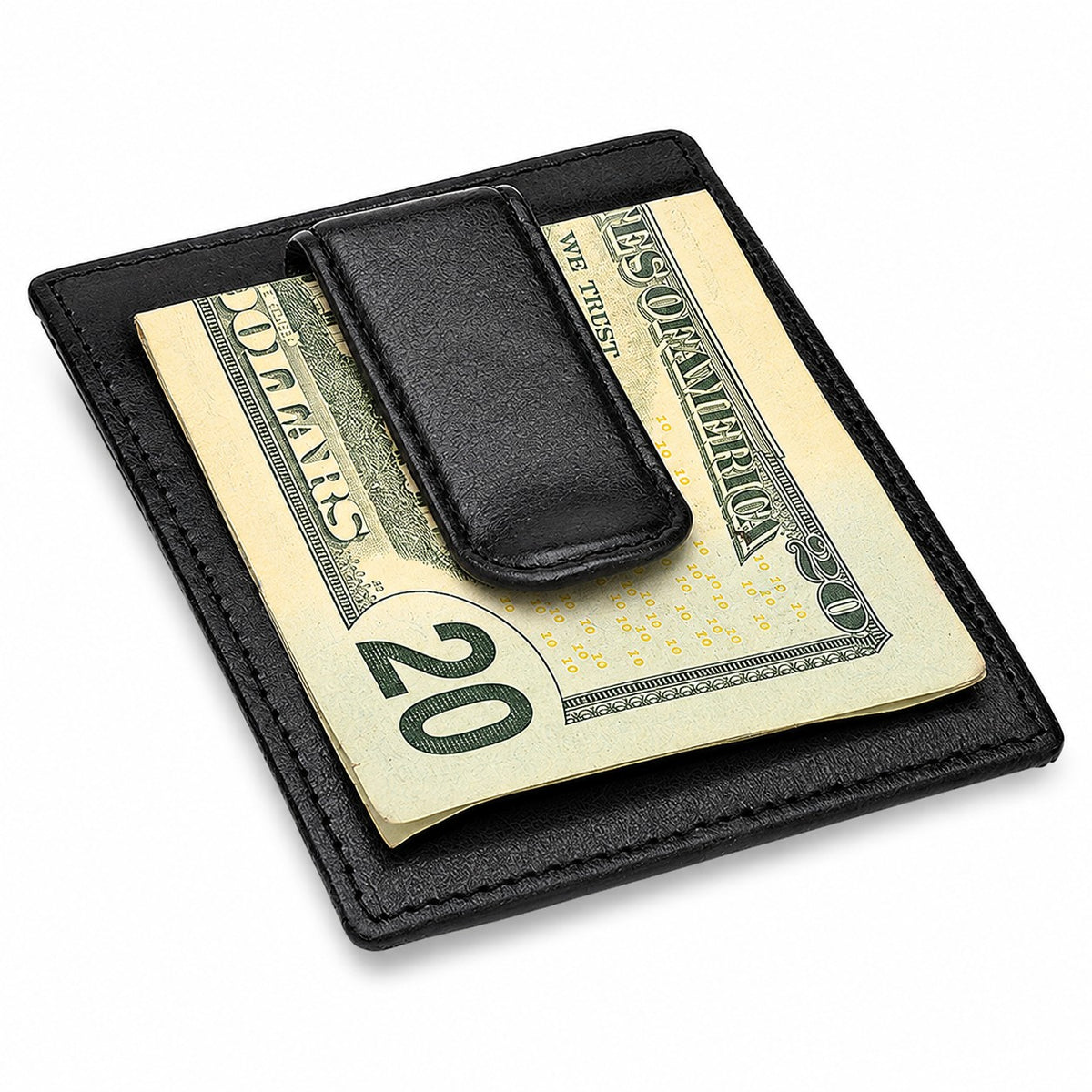 Executive Collection RFID Blocking Black Leather Card Holder with Money Clip