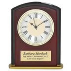 Square Arch Mahogany & Black Personalized Desk Clock - Executive Gift Shoppe