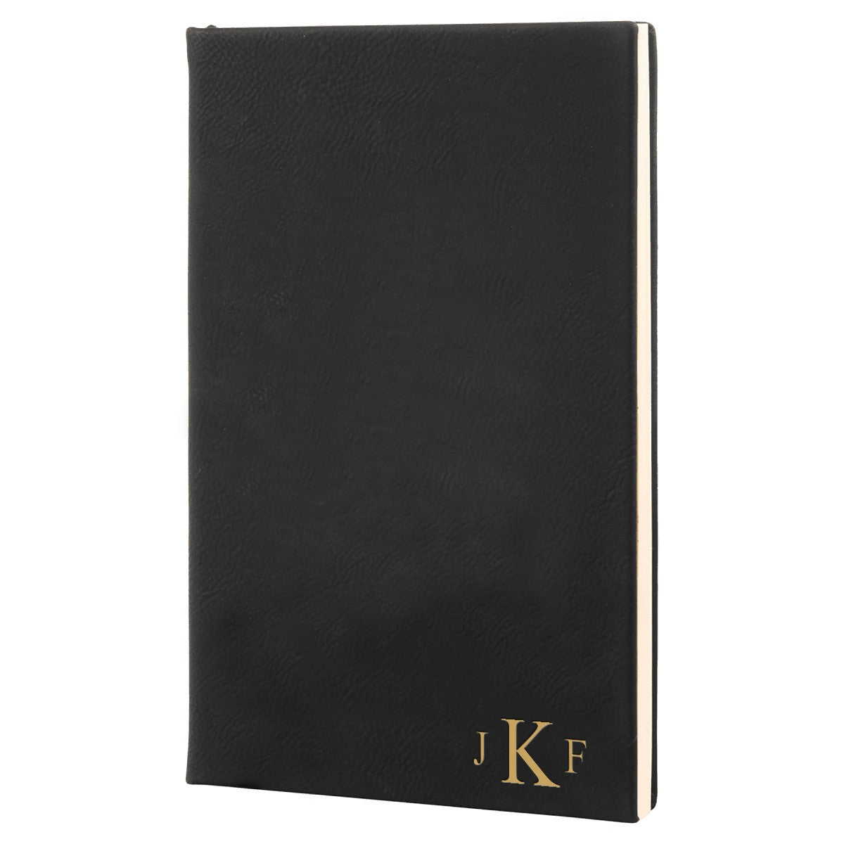 Black & Gold Journal with Black Satin Bookmark with Roman Monogram