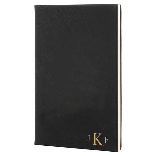 Black & Gold Journal with Black Satin Bookmark with Roman Monogram