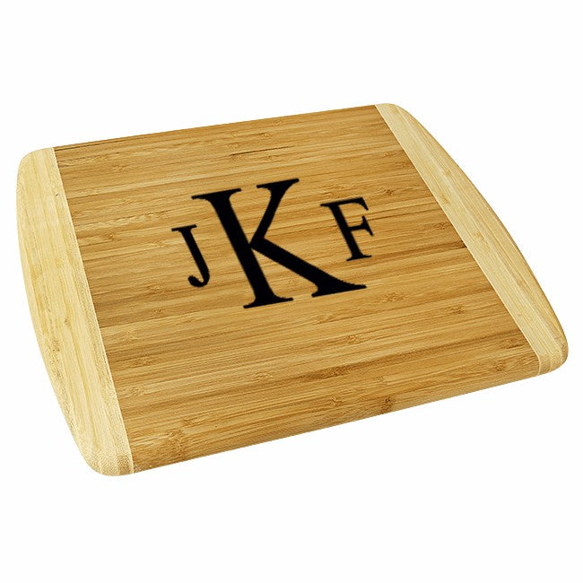 Roman Monogram Two Tone Bamboo Cutting Board - Large