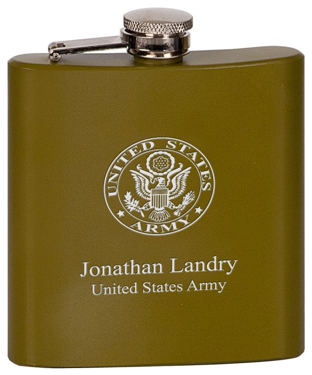 US Army Symbol Personalized Khaki Flask - Executive Gift Shoppe