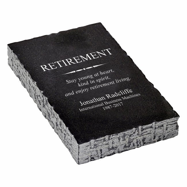 Retirement Theme Personalized Black Marble Paperweight