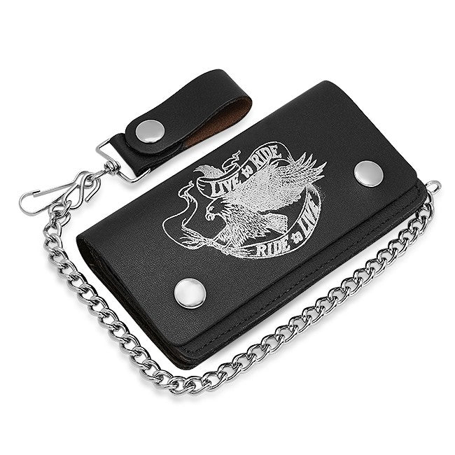 Live To Ride Theme Biker Wallet With Chain