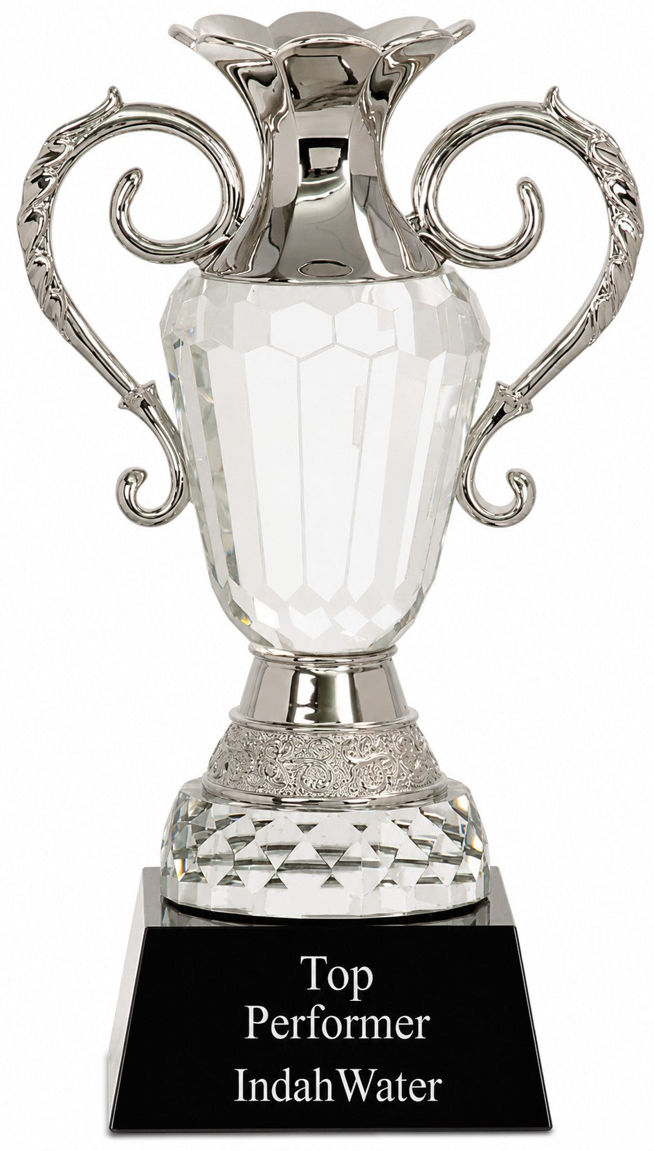Premier Crystal Cup With Metal Handles And Black Crystal Base