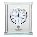 Police Officer Personalized Glass Table Clock with Silver Finish Accents
