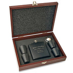 Anniversary Gift Personalized Black Flask With Wooden Box - Executive Gift Shoppe