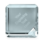 Personalized Crystal Cube Paper Weight with Beveled Corner - 2" x 2"