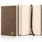 Rustic Brown Journal with Black Satin Bookmark with Roman Monogram