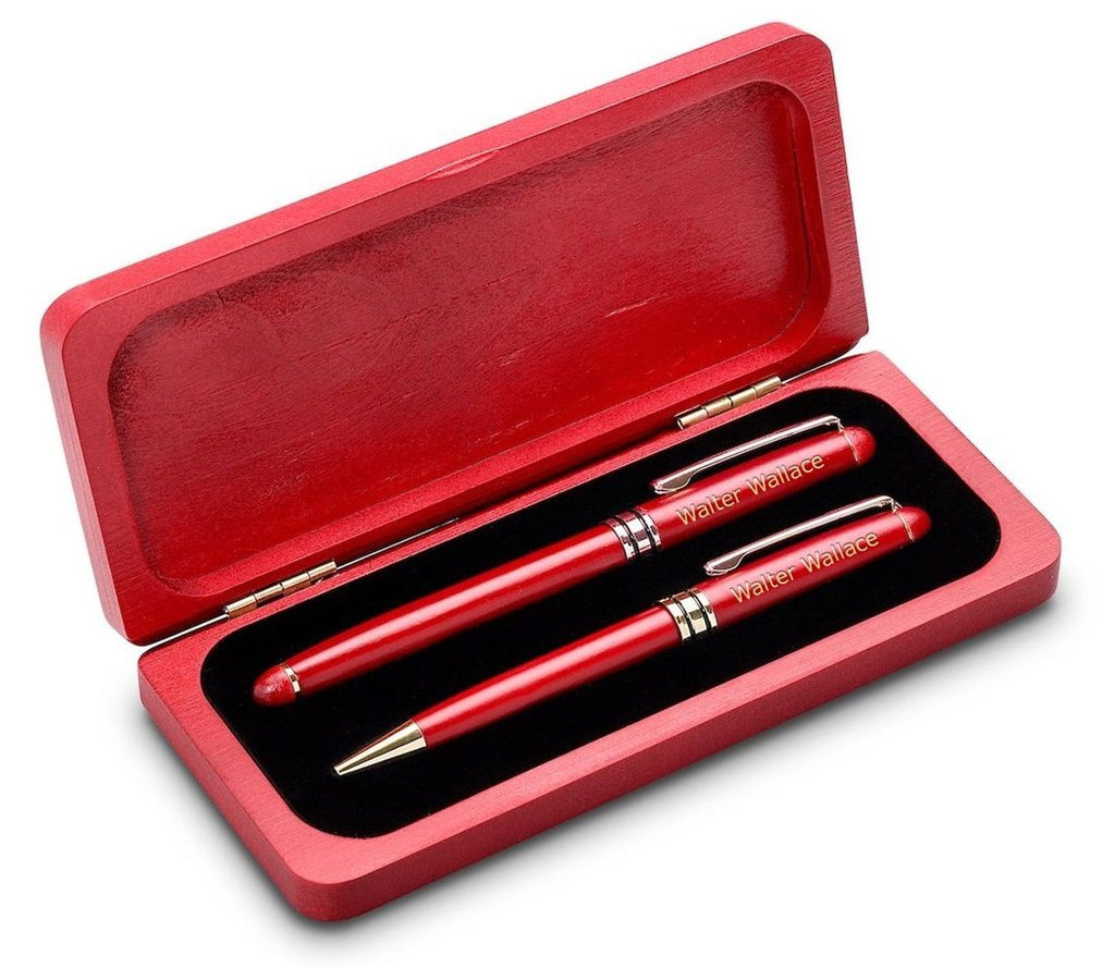 Elegance Collection Personalized Cherrywood Ballpoint Pen & Fountain Pen Set