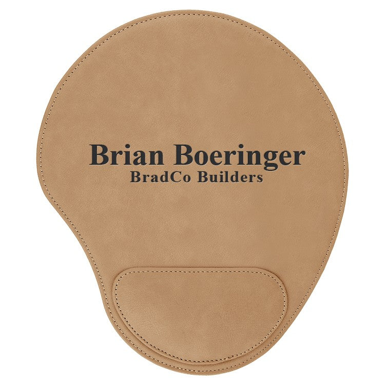 Personalized Light Brown & Black Leatherette Mousepad