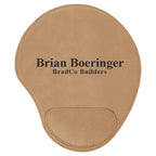Personalized Light Brown & Black Leatherette Mousepad