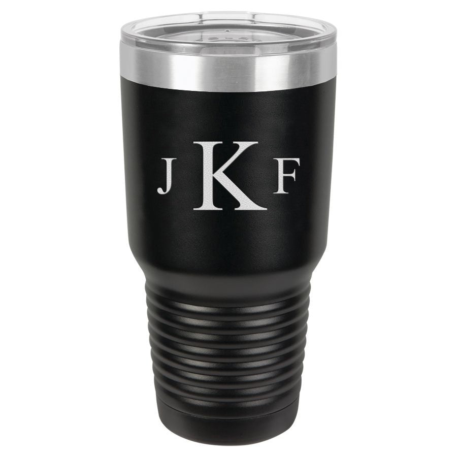 Roman Monogram 30 Ounce Black Polar Camel Ringneck Tumbler