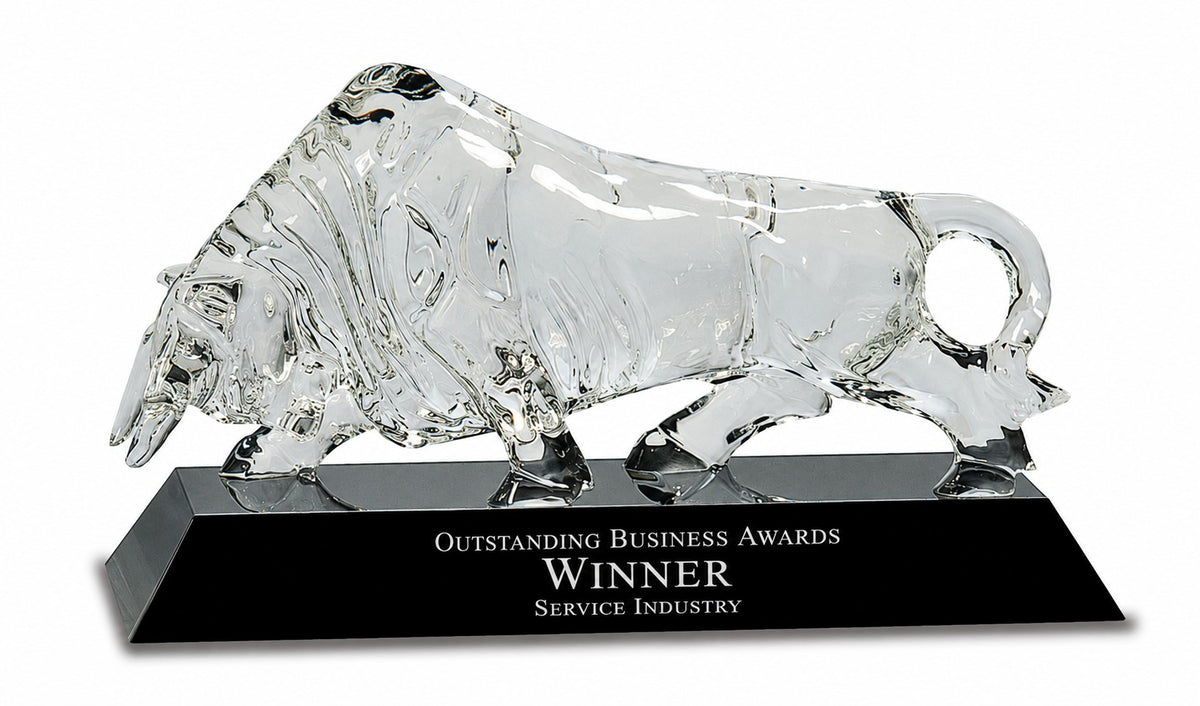 Crystal Bull With Personalized Black Crystal Base