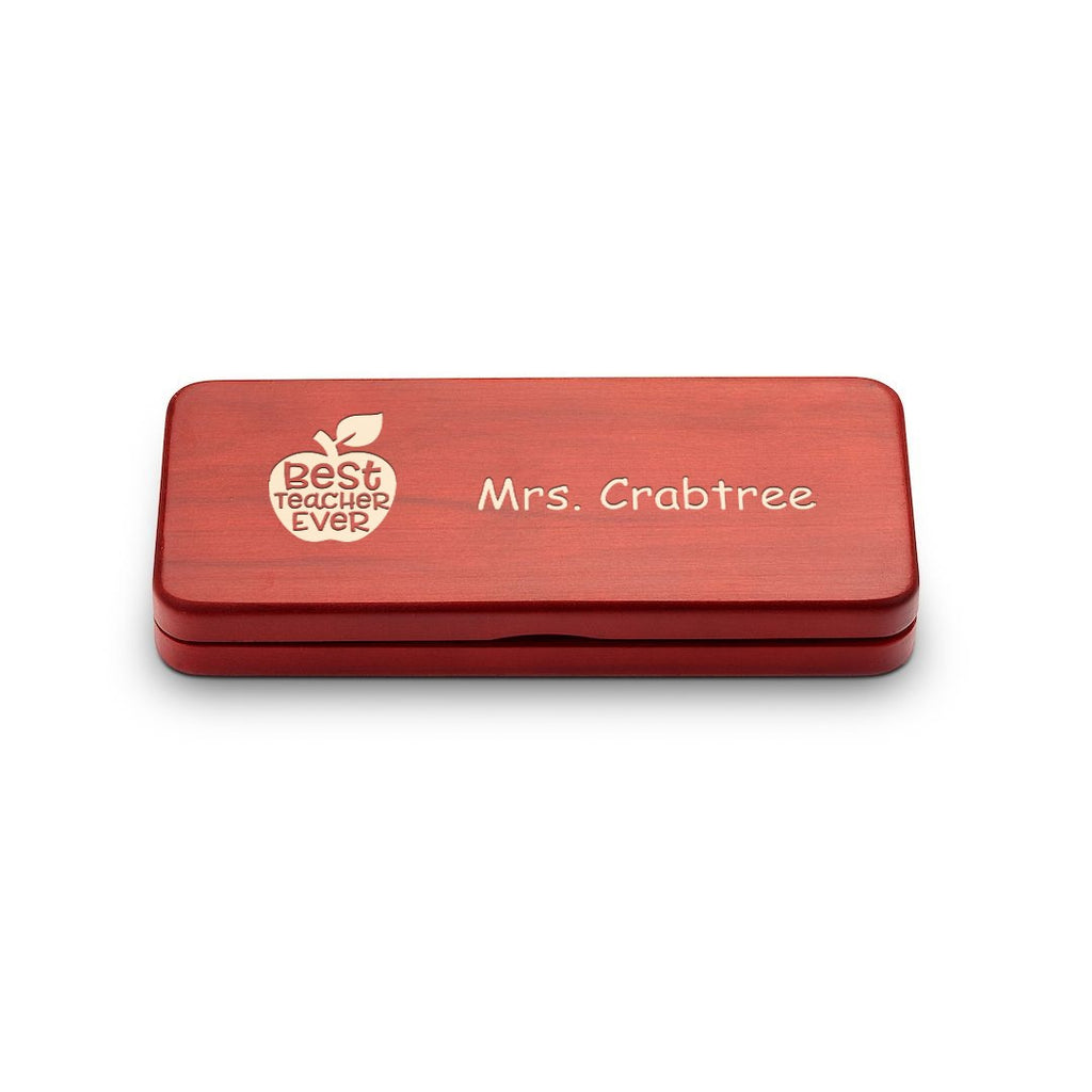 Best Teacher Ever Elegance Collection Cherry Finish Personalized Pen & Pencil Set