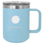 Soccer Themed Light Blue Personalized Insulated Coffee Mug