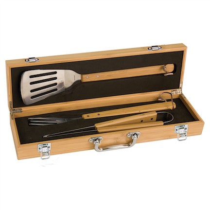 World's Best Teacher Bamboo BBQ Set