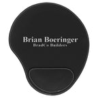 Personalized Black & Silver Leatherette Mousepad