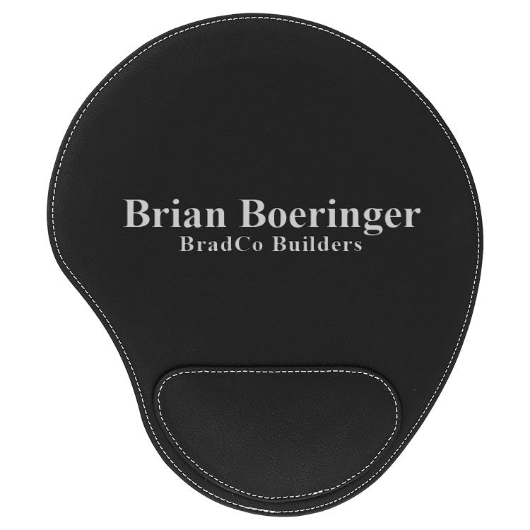 Personalized Black & Silver Leatherette Mousepad