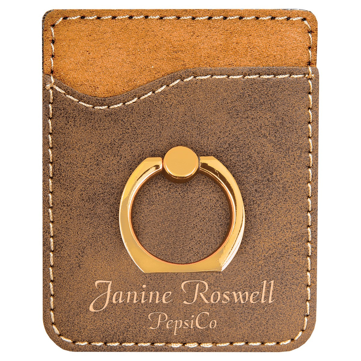 Personalized Rustic Brown Phone Wallet with Ring