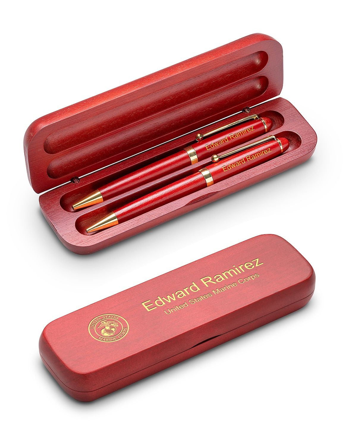 Marines Cherrywood Double Pen and Box Set - Executive Gift Shoppe