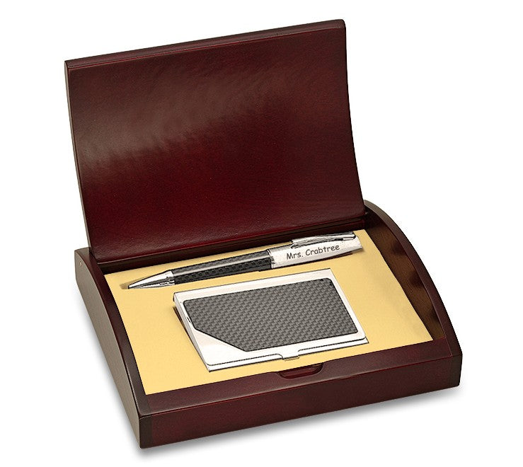 Best Teacher Ever Pen & Card Holder Set - Personalized