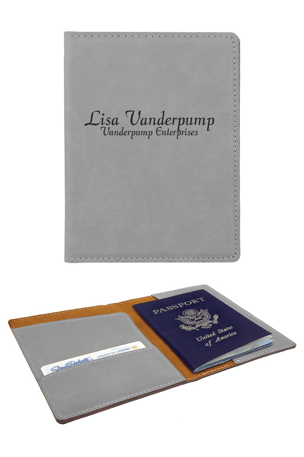 Personalized Gray Passport Holder