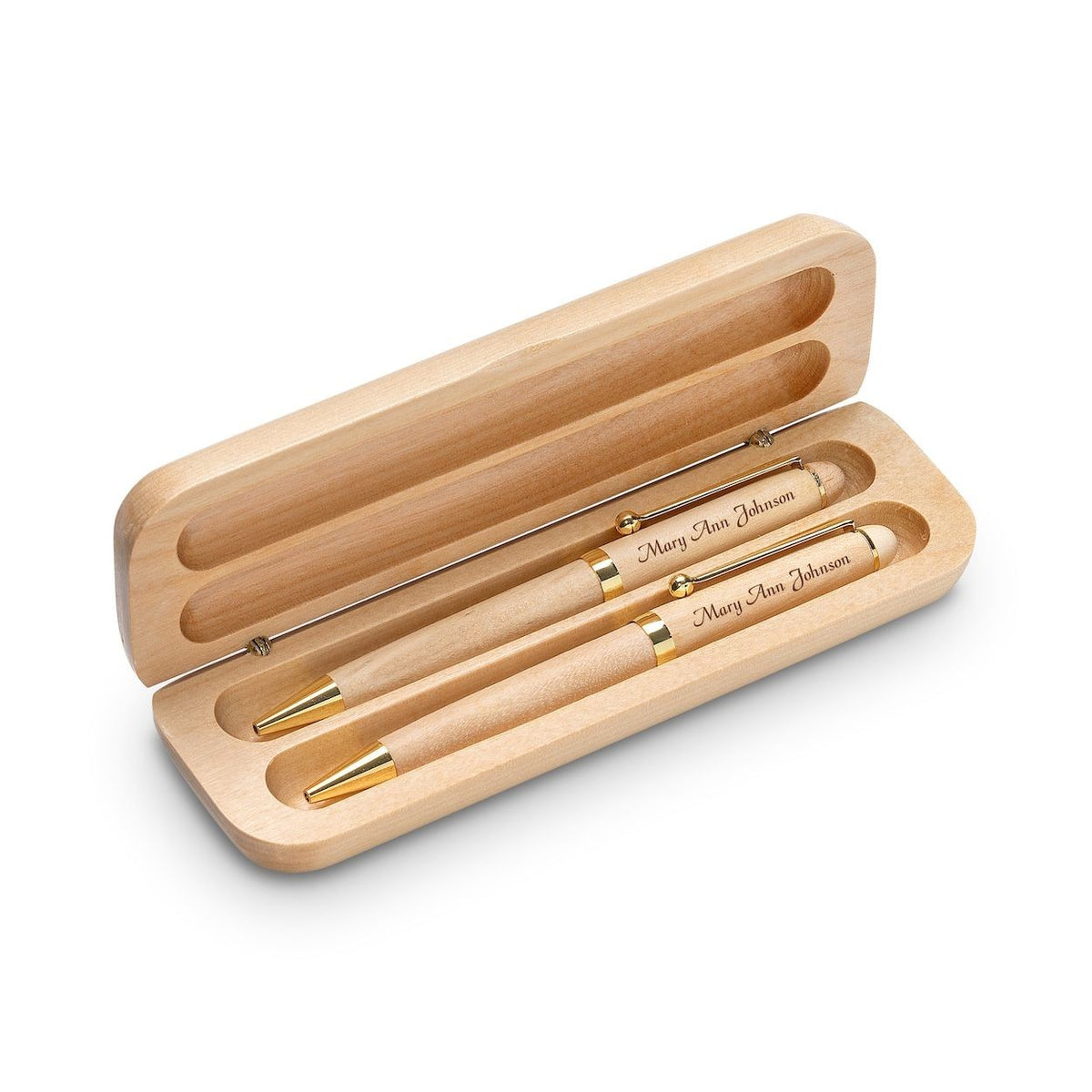 Coast Guard Theme Personalized Maple Wood Double Pen and Box Set
