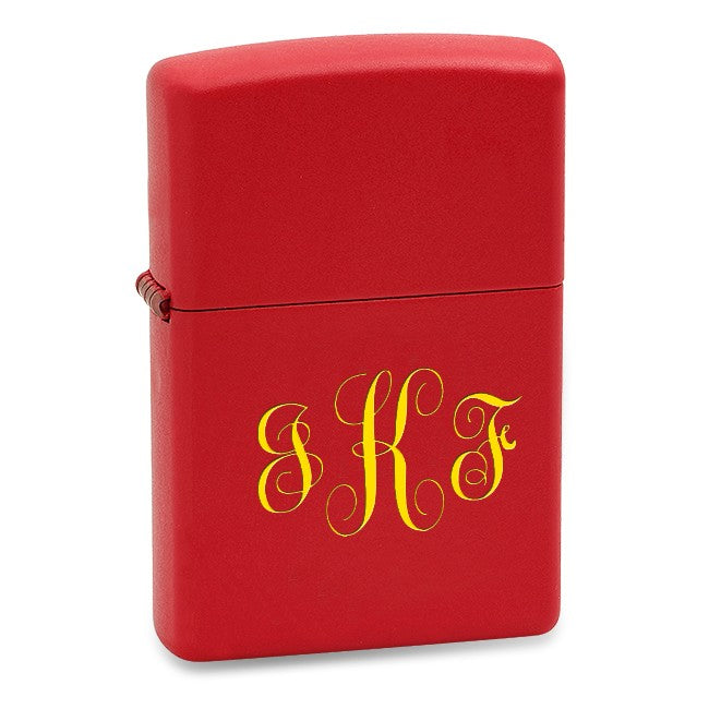 Script Monogram Red Matte Zippo Lighter